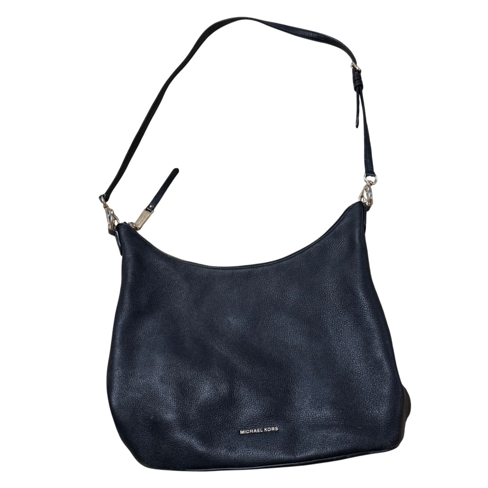 Michael Kors Black Leather Hobo Shoulder Bag Gold Tone Hardware